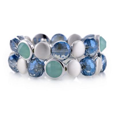 Blue crystal disc multi row bracelet